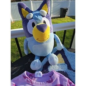 Bluey Girls Outfit Set 4T Plush Toy + Rug Bundle Toddler Lounge Set